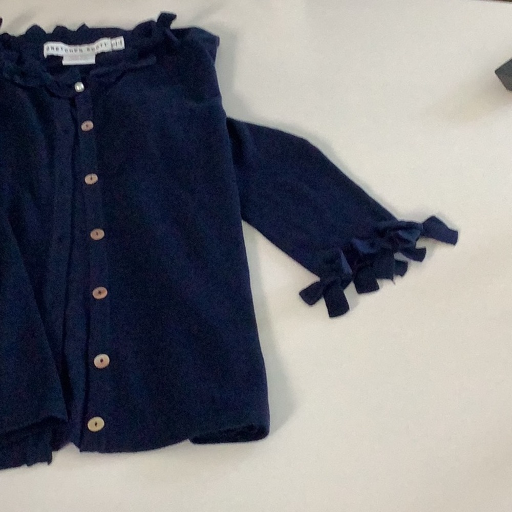 Gretchen Scott Designs Navy Ruffle Cardigan